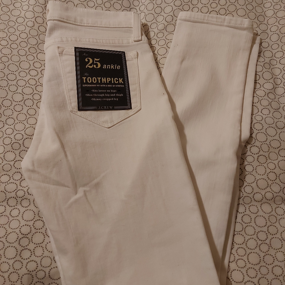 J. CREW 25 ankle "toothpick" jeans in white